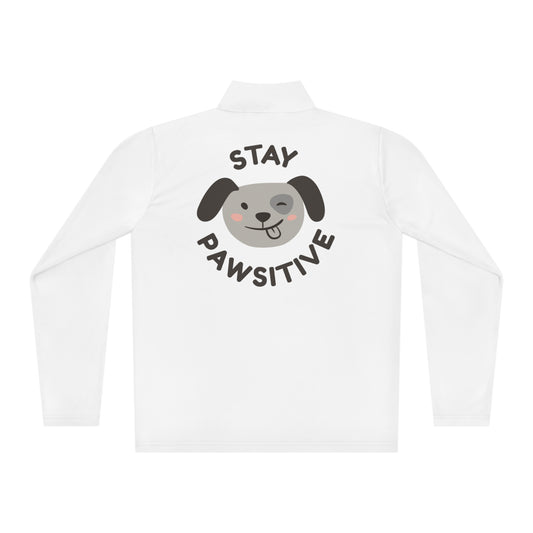 a Stay Pawsitive Dog Mom Quarter-Zip Pullover